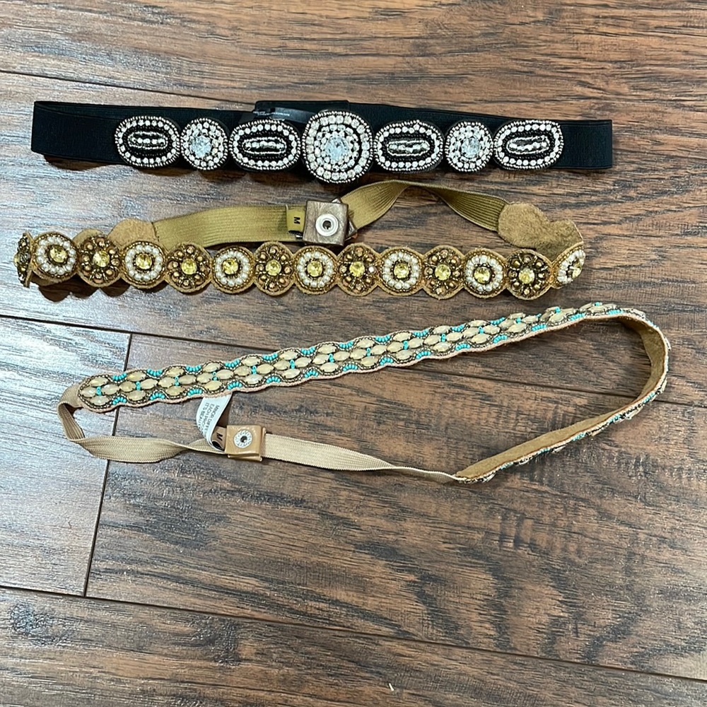Bundle of 3 stretchy waist belts size medium